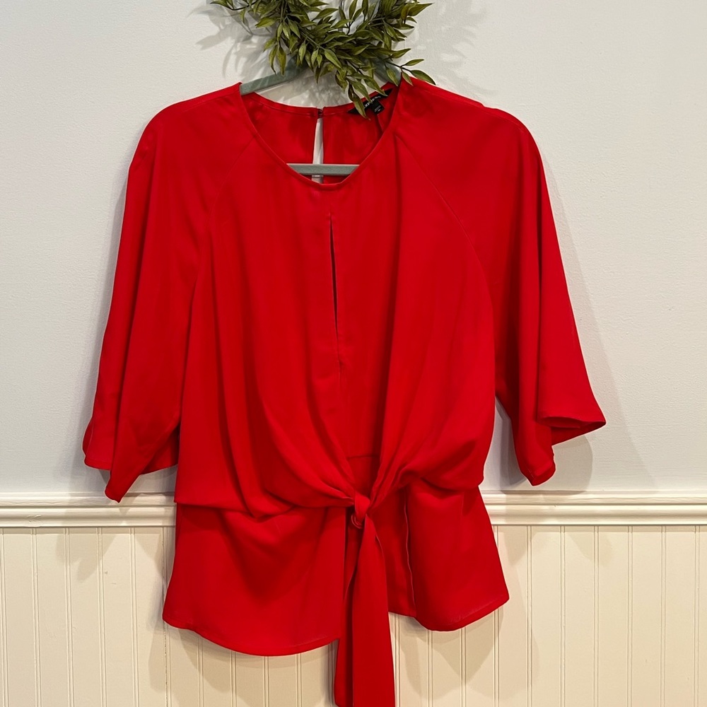 Express Women’s red key-hole blouse, Medium